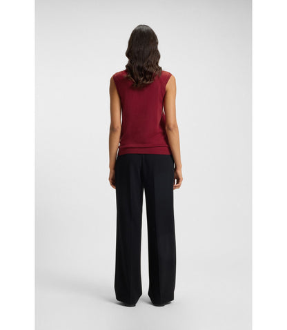 Boss Sleeveless Top In Merino Wool With Mock Neck Dark Red Women's