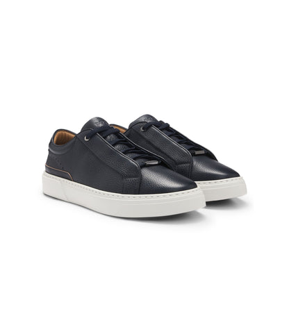 Boss Gary Trainers In Grained Leather Dark Blue Dark Blue