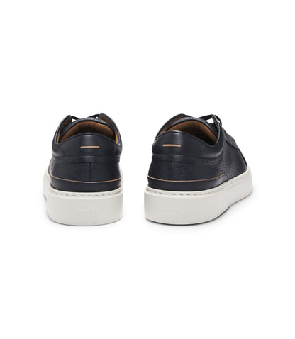 Boss Gary Trainers In Grained Leather Dark Blue Dark Blue
