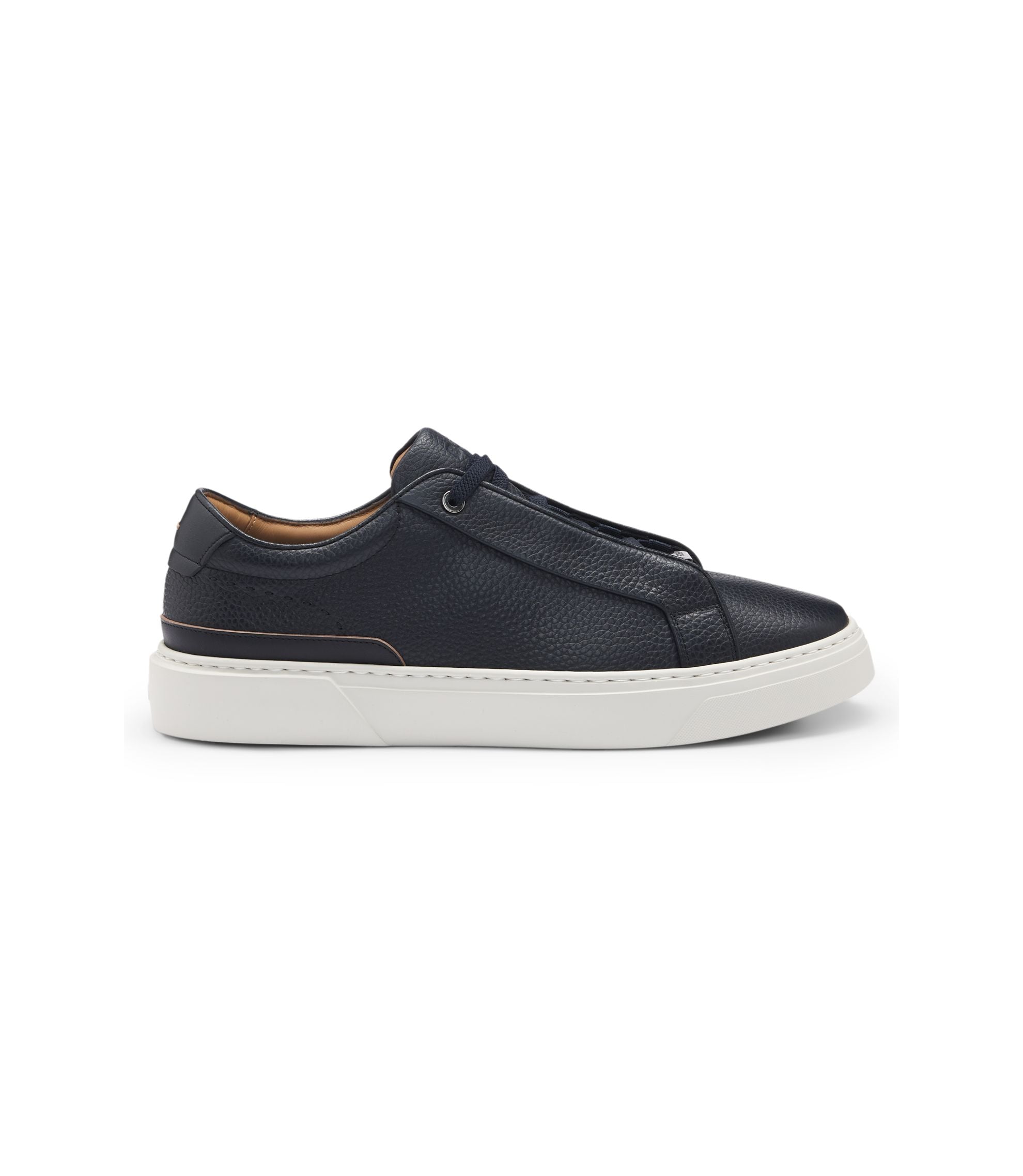 Boss Gary Trainers In Grained Leather Dark Blue Dark Blue