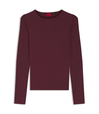 Hugo Stretch Jersey Top With Stacked Logo Print Dark Purple Women's