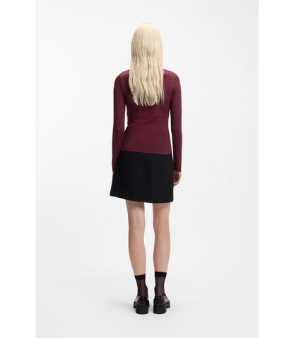 Hugo Stretch Jersey Top With Stacked Logo Print Dark Purple Women's