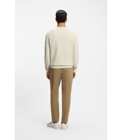 Boss Cotton Sweater With Knitted Structure White