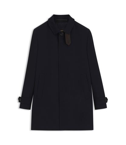 Boss Regular Fit Water Repellent Coat In Wool Dark Blue
