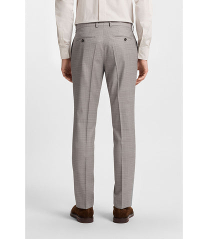 Boss Checked Regular Fit Suit In Virgin Wool Grey