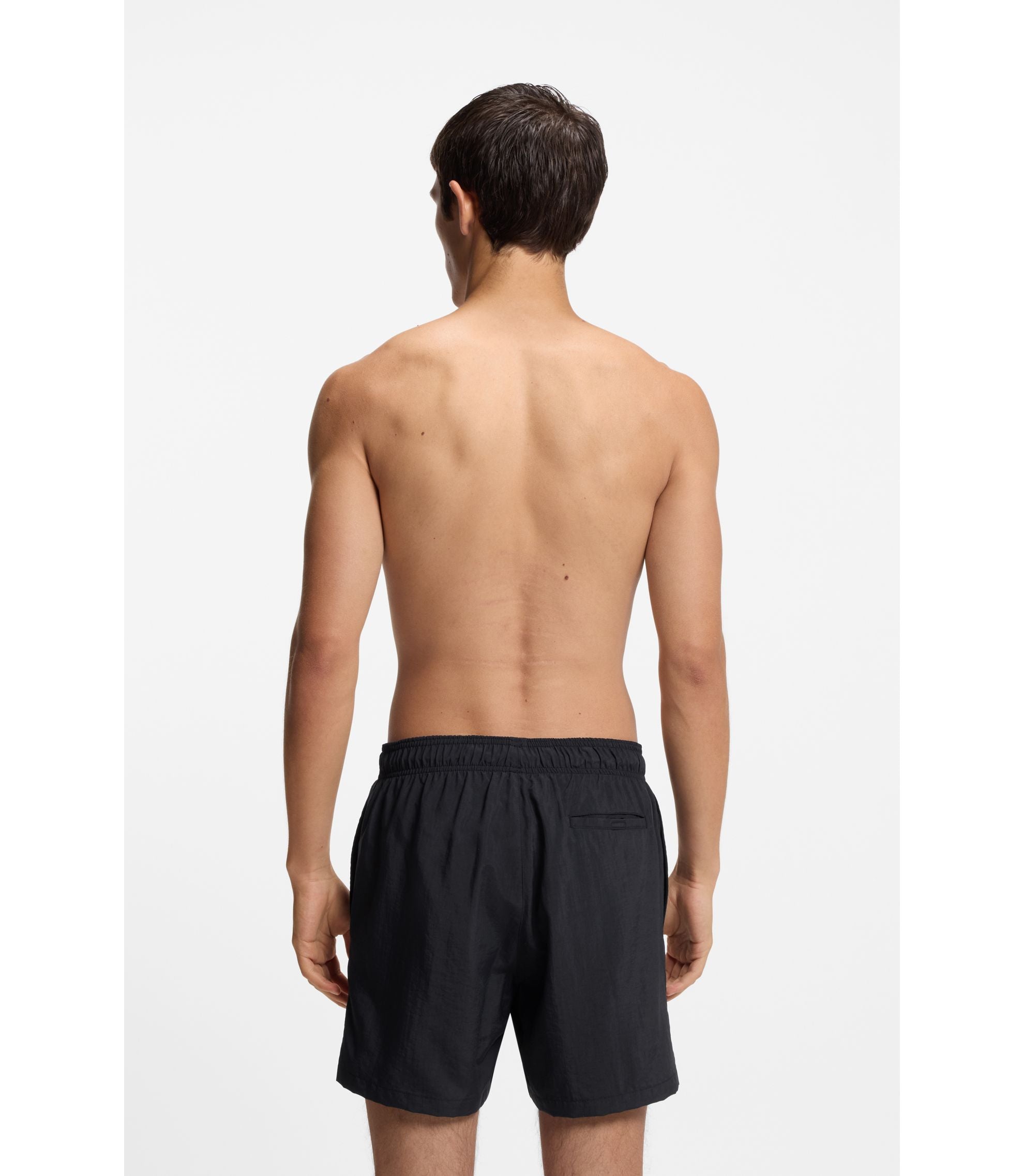 Hugo Quick Dry Swim Shorts With Printed Stacked Logo Black