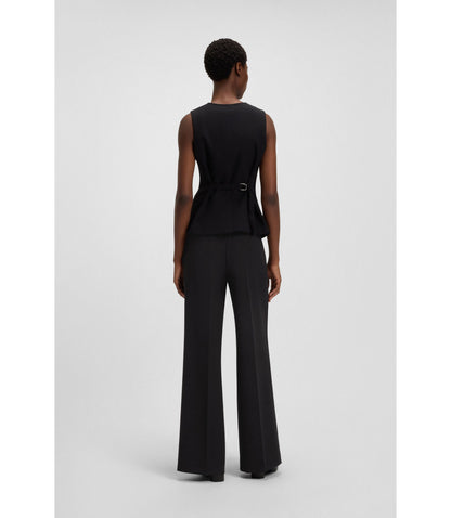 Boss Wide Leg Trousers In Stretch Fabric Black Women's