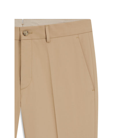 Boss Slim Fit Trousers In Cotton Silk And Stretch Beige