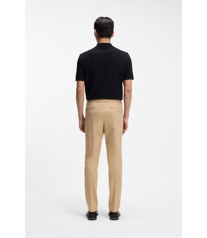 Boss Slim Fit Trousers In Cotton Silk And Stretch Beige
