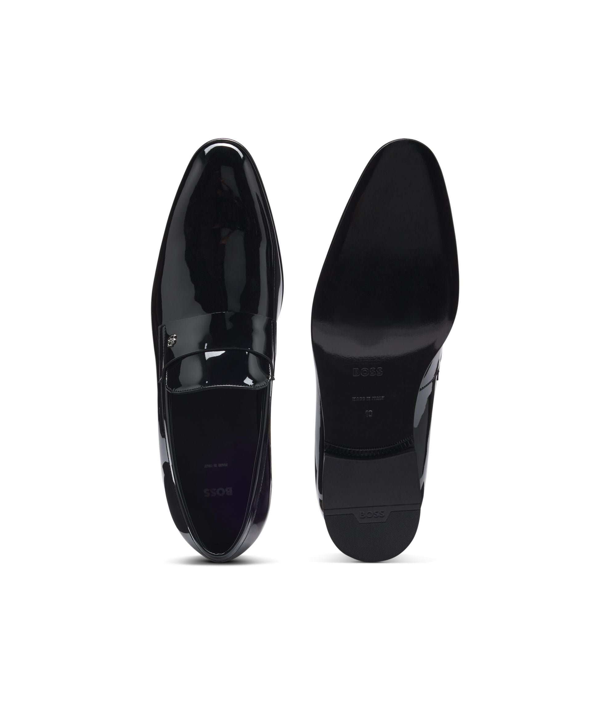 Boss Penny Loafers In Patent Faux Leather Black Black