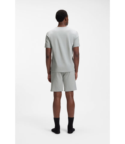 Boss Stretch Cotton Pyjama T Shirt With Signature Stripe Tape Light Grey