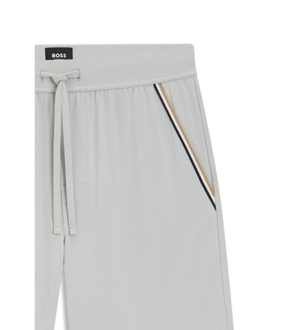Boss Stretch Cotton Pyjama Shorts With Signature Stripe Tape Light Grey