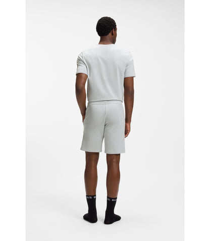 Boss Stretch Cotton Pyjama Shorts With Signature Stripe Tape Light Grey