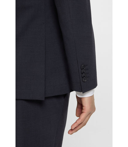 Boss Micro Patterned Slim Fit Suit In Stretch Cloth Dark Blue