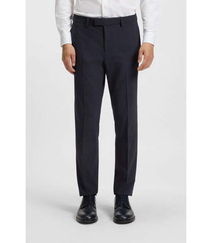 Boss Micro Patterned Slim Fit Suit In Stretch Cloth Dark Blue
