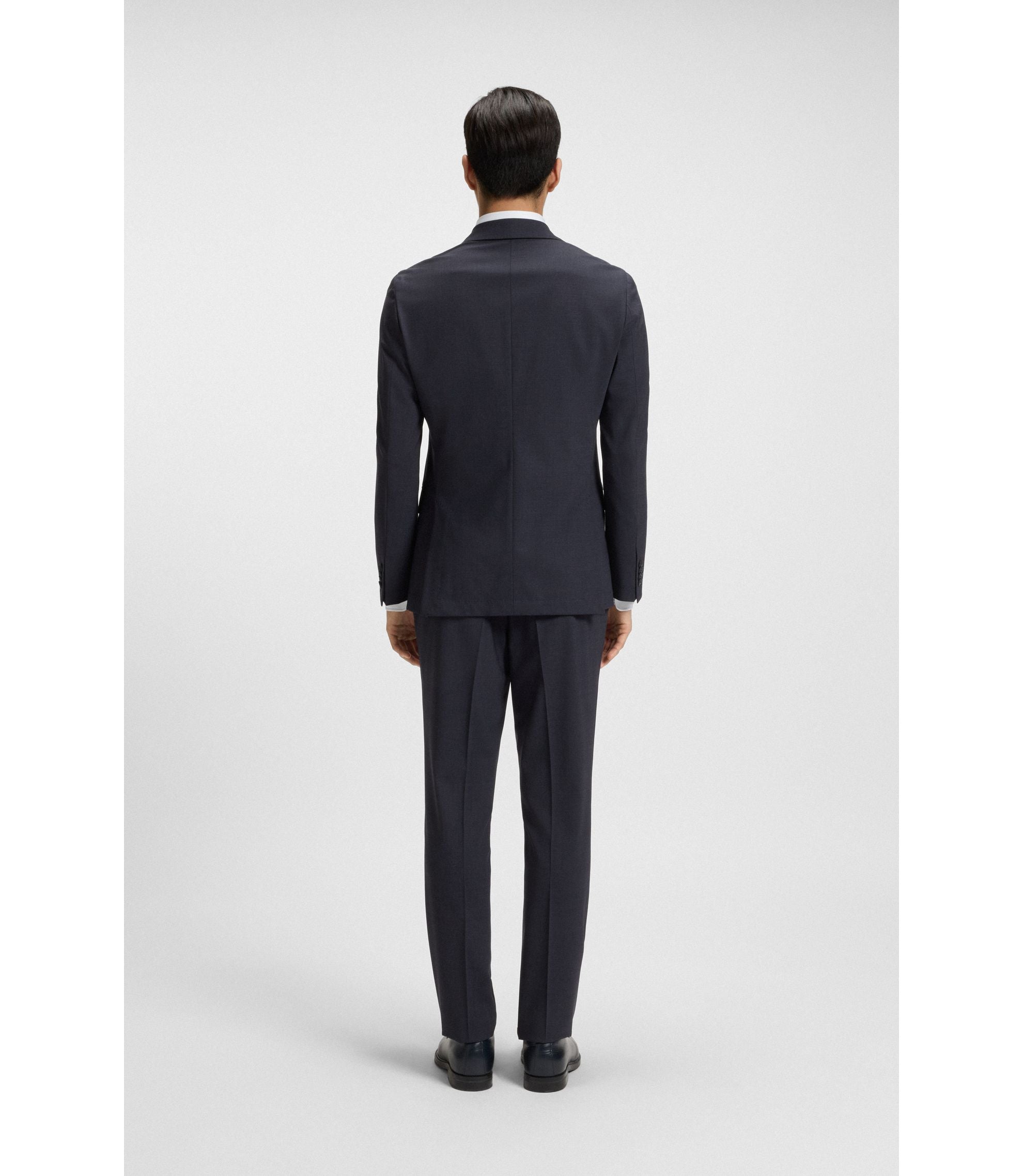 Boss Micro Patterned Slim Fit Suit In Stretch Cloth Dark Blue