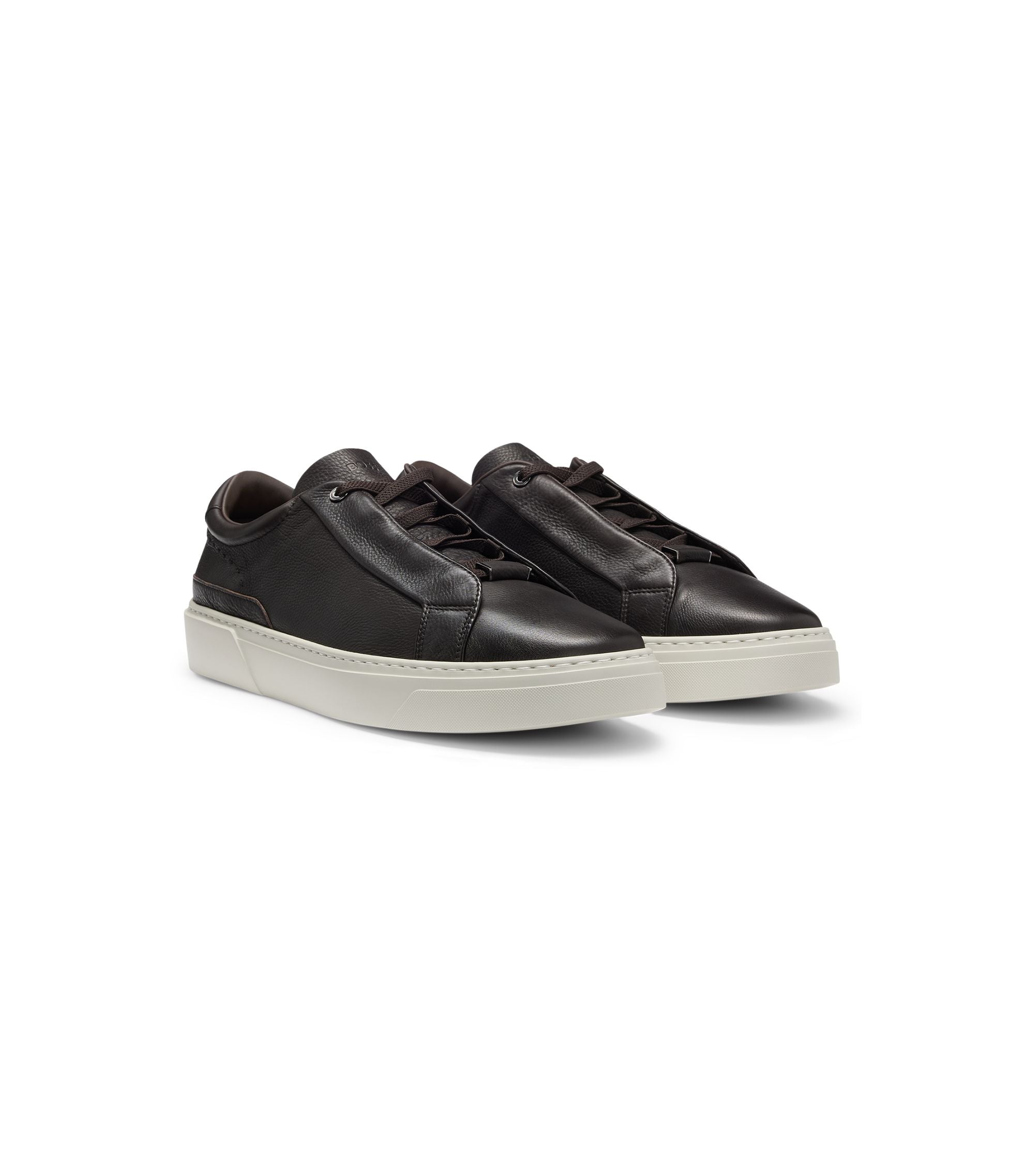 Boss Gary Leather Trainers With Hidden Laces Dark Brown Dark Brown