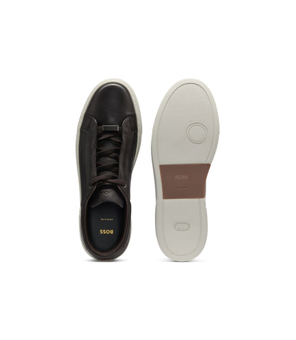 Boss Gary Leather Trainers With Hidden Laces Dark Brown Dark Brown
