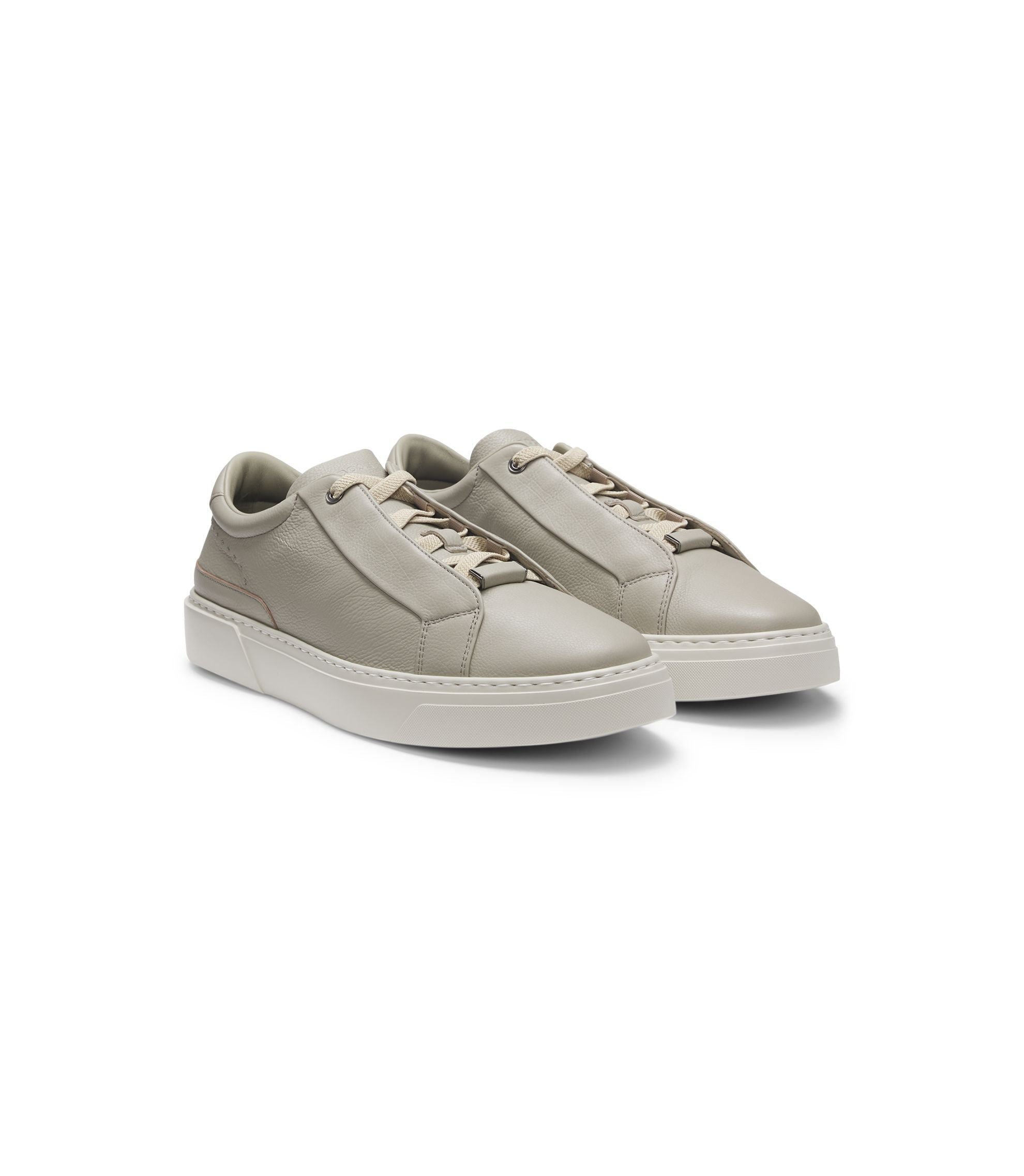 Boss Gary Leather Trainers With Hidden Laces Khaki Khaki