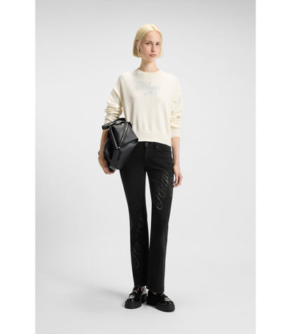 Hugo Slim Fit Jeans With Rhinestone Logos Black Women's