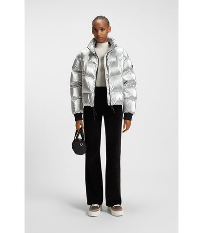 Hugo Puffer Jacket With Silicone Logo Badge Patterned Women's