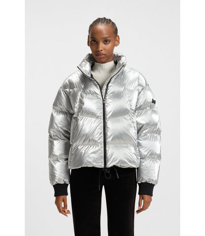 Hugo Puffer Jacket With Silicone Logo Badge Patterned Women's