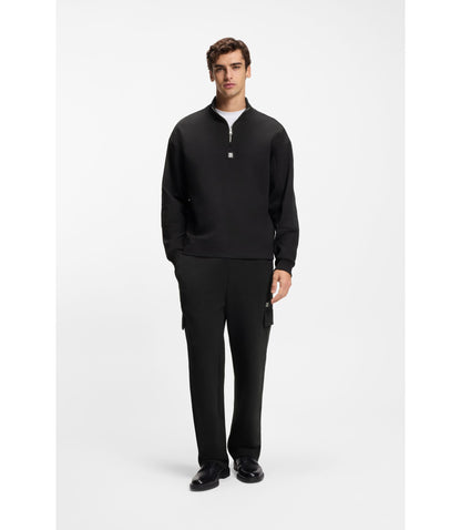 Hugo Geometric Tape Tracksuit Bottoms In A Cotton Blend Black