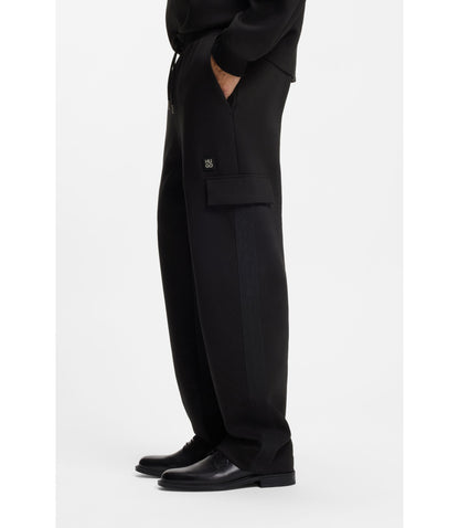 Hugo Geometric Tape Tracksuit Bottoms In A Cotton Blend Black