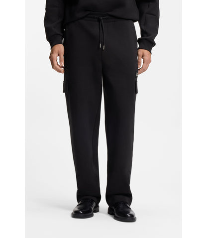 Hugo Geometric Tape Tracksuit Bottoms In A Cotton Blend Black