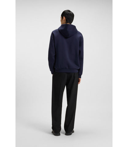 Hugo Geometric Tape Hoodie In A Cotton Blend Dark Blue