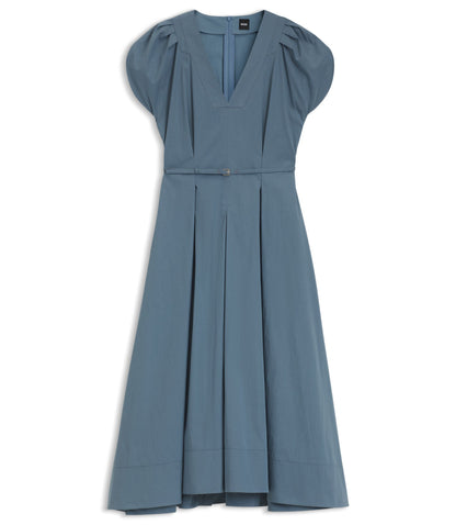 Boss Buckled Belt Dress In A Cotton Blend Light Blue Women's