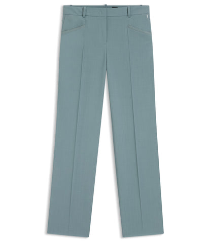 Boss Regular Fit Trousers In Virgin Wool Blue Women's