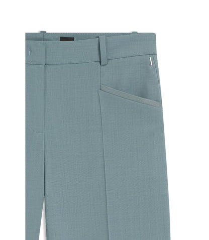Boss Regular Fit Trousers In Virgin Wool Blue Women's