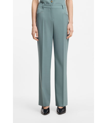 Boss Regular Fit Trousers In Virgin Wool Blue Women's