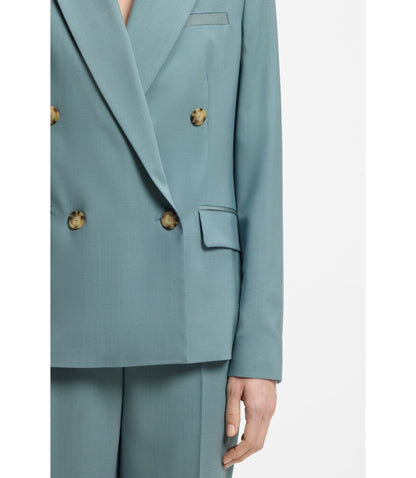Boss Regular Fit Blazer In Virgin Wool Blue Women's