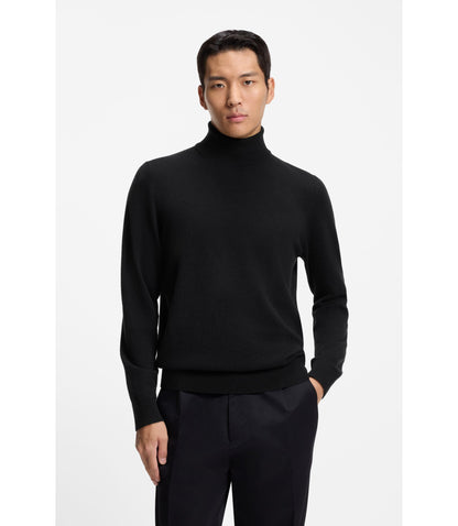 Boss Rollneck Sweater In Cashmere Black