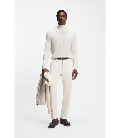 Boss Rollneck Sweater In Cashmere White