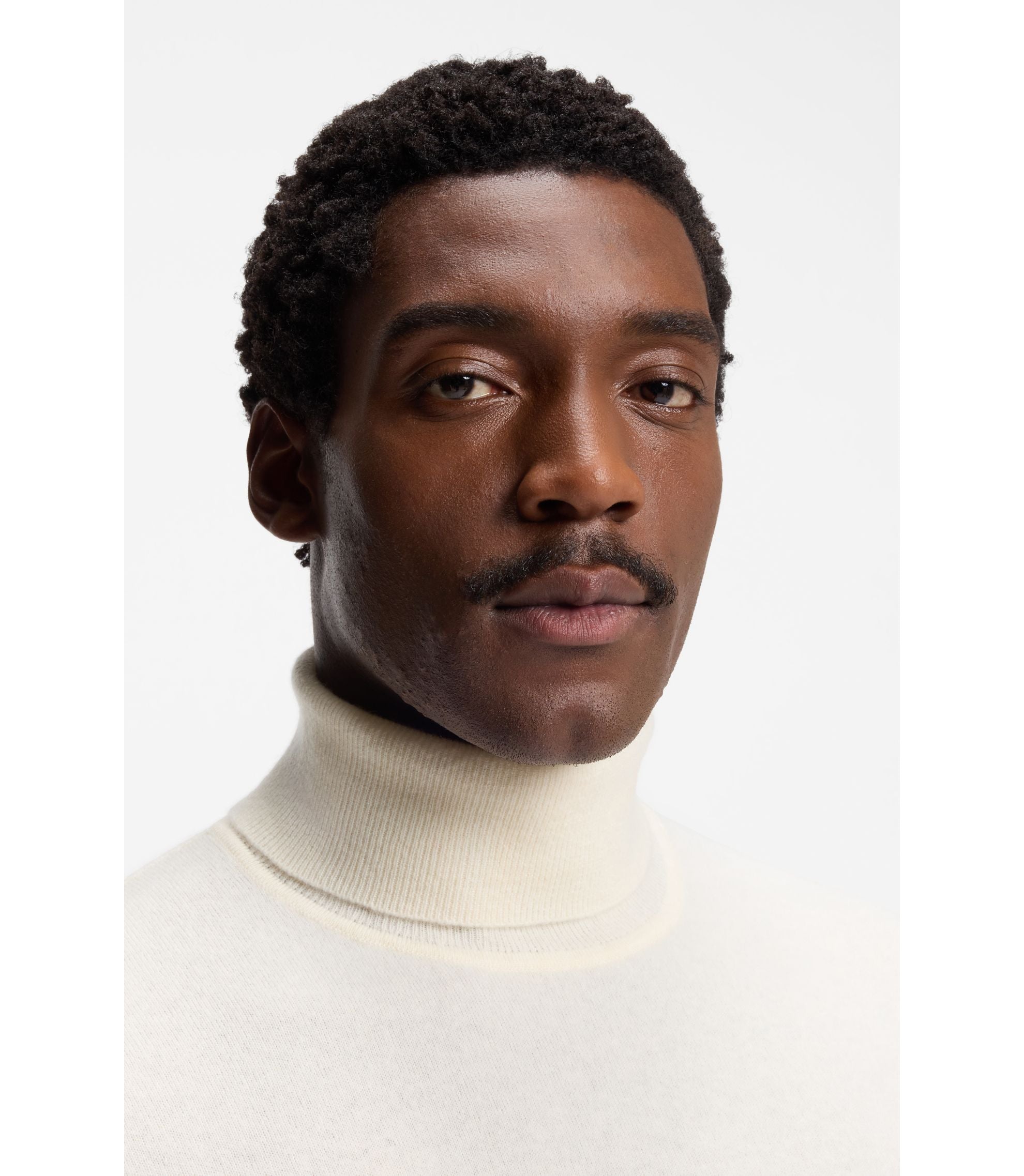Boss Rollneck Sweater In Cashmere White