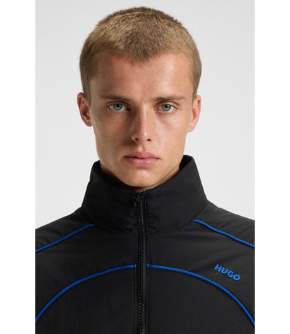 Hugo Contrast Piping Jacket With Water Repellent Finish Black