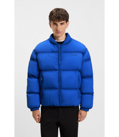 Hugo Embroidered Logo Puffer Jacket With Water Repellent Finish Light Blue