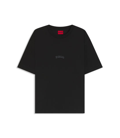 Hugo Embroidered Logo T Shirt In Cotton Jersey Black