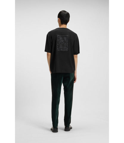 Hugo Embroidered Logo T Shirt In Cotton Jersey Black