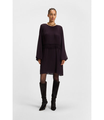 Boss Smocked Waistband Dress With Pliss Pleats Light Purple Women's