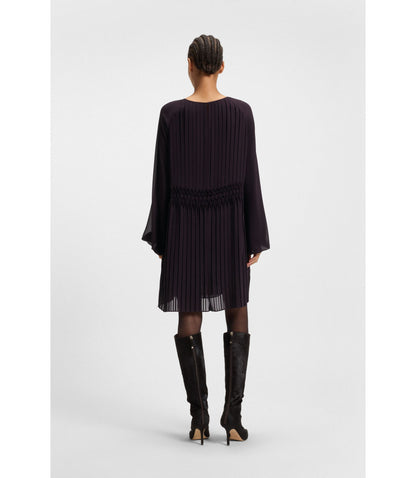 Boss Smocked Waistband Dress With Pliss Pleats Light Purple Women's