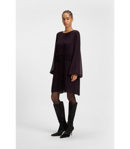 Boss Smocked Waistband Dress With Pliss Pleats Light Purple Women's