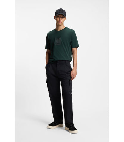 Hugo Embroidered Artwork T Shirt In Cotton Jersey Light Green