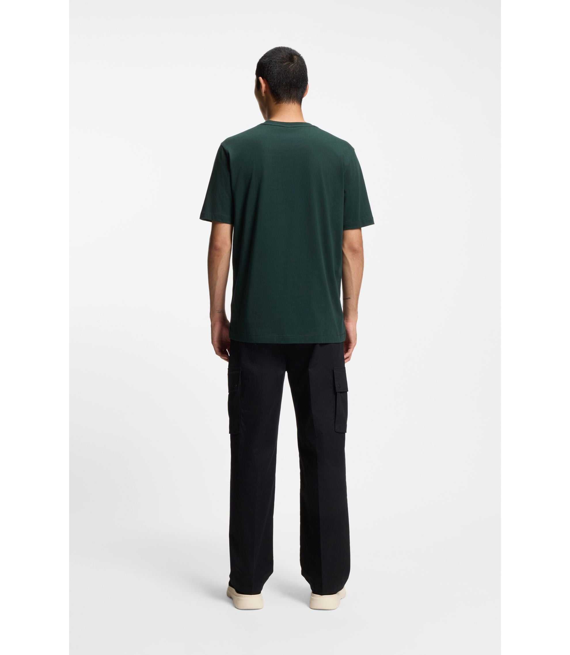 Hugo Embroidered Artwork T Shirt In Cotton Jersey Light Green