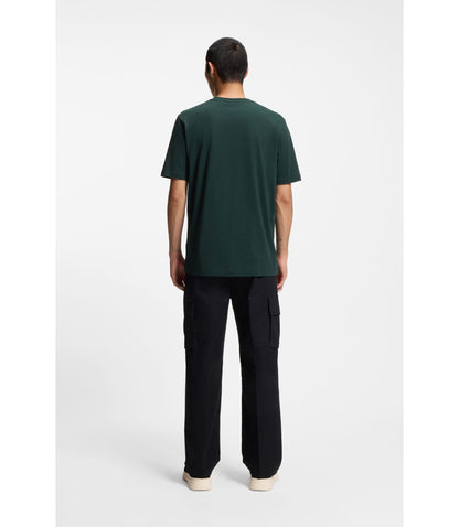 Hugo Embroidered Artwork T Shirt In Cotton Jersey Light Green
