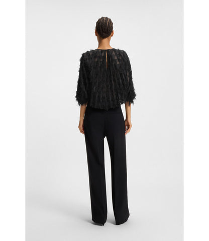 Boss Relaxed Fit Blouse In Feather Jacquard Black Women's