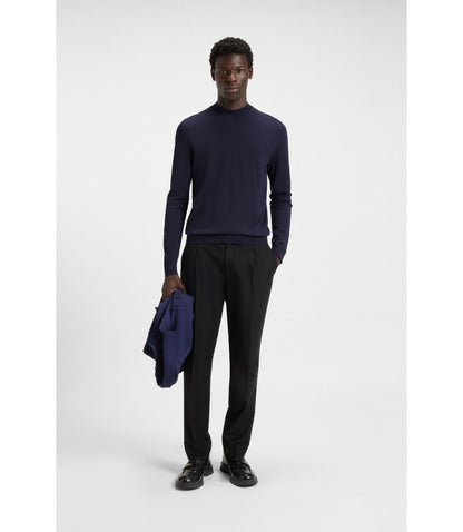 Hugo High Neck Sweater In A Slim Fit Dark Blue